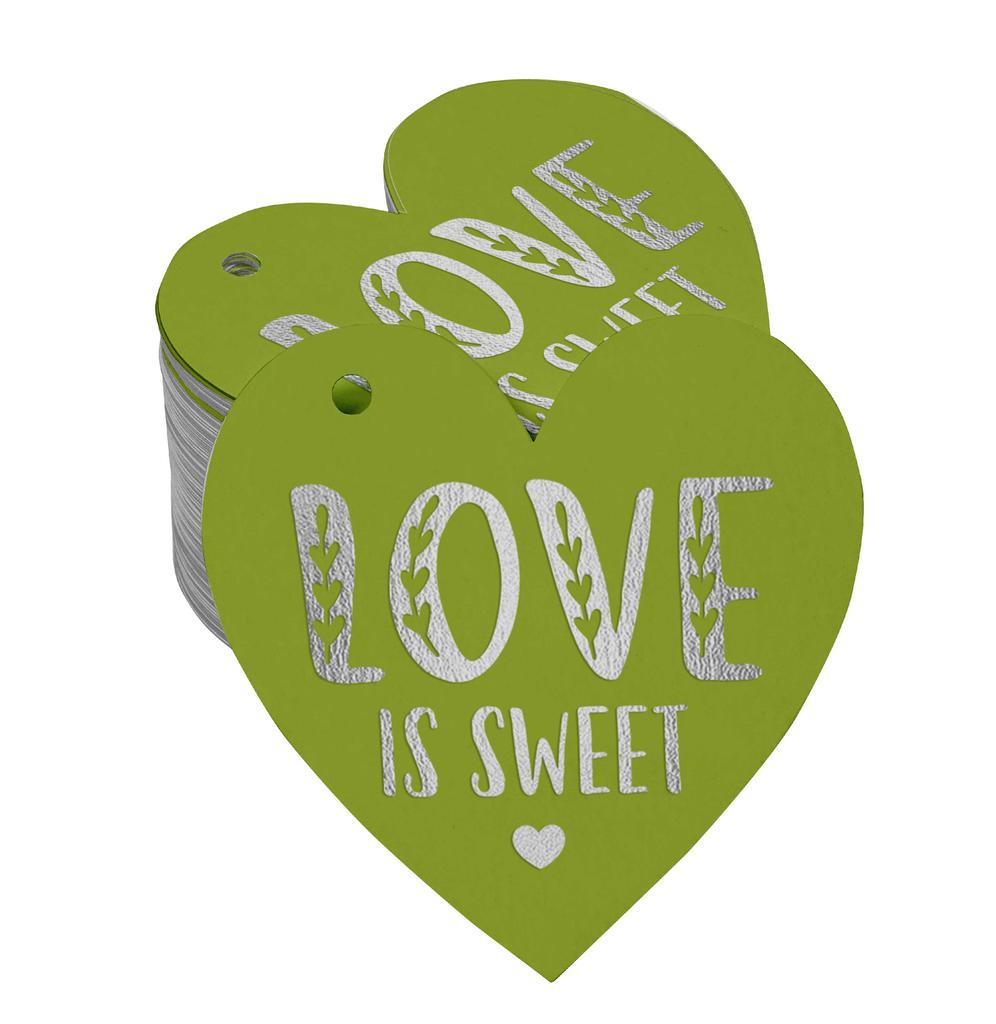 Inkdotpot 100 шт. в упаковке бирка из настоящей серебряной фольги Love Is Sweet на свадьбу
