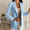 Women Suit Coat Lapel Long Sleeve Solid Color Suit Jacket with Pockets Buttons Placket Loose Fit Business Formal Outerwear