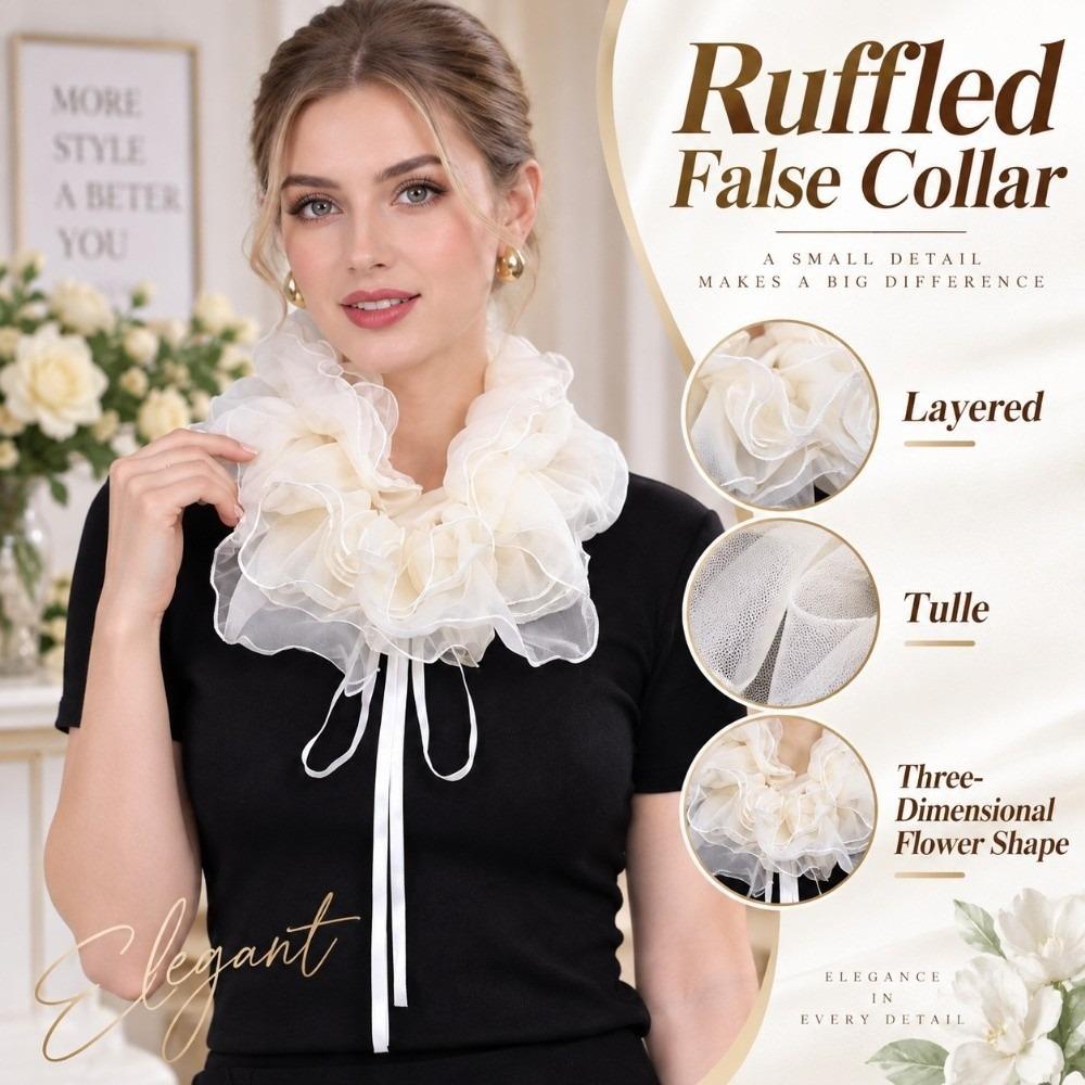 Tulle Ruffled False Collar Exquisite Detachable Collar Neck Ruff Faux Collar  Cosplay