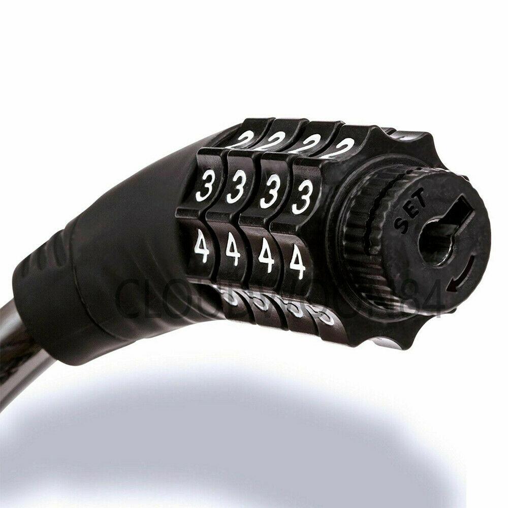 Strong Heavy Duty Resettable Cable Chain 4 Digit Password Combination Number Bike Lock Padlock