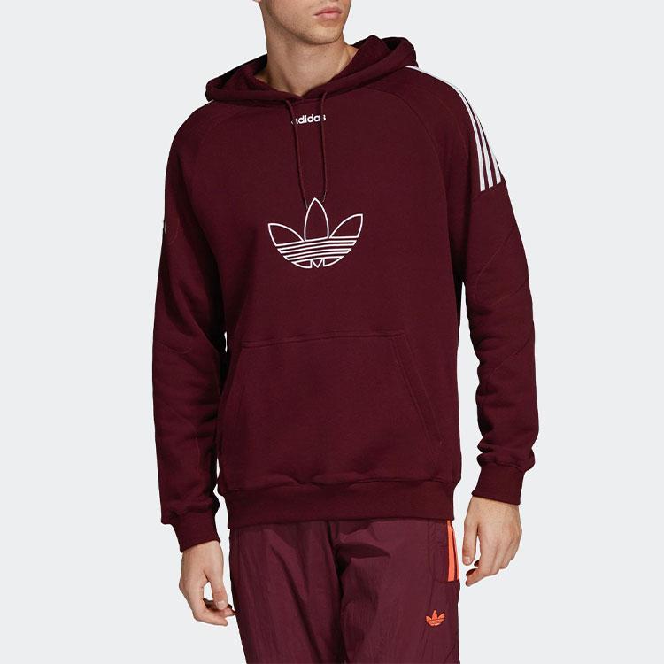 Adidas Originals Flock Sweatshirts Men's Dark Reddish Purple Hooded Moderate Regular DU8114