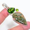 Unakite, Peridot Handmade 925 Sterling Silver Jewelry Pendant 2.68" P1j44