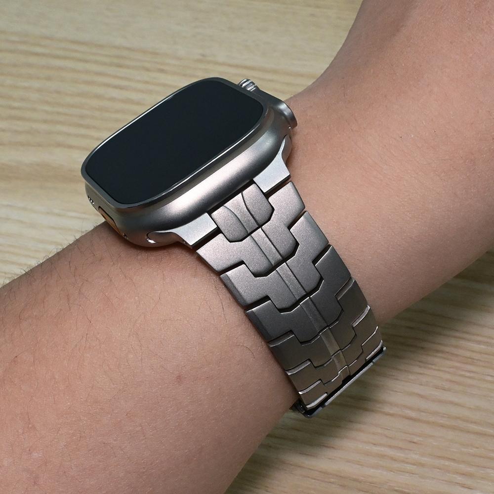 Титановый ремешок для Apple Watch Series 10 46мм Ultra 49мм Браслет звеньевой из титана Люкс для Iwatch 9 8 7 6 5 45мм 44мм
