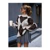 Women's Diamond Patterned Black High Collar Knitwear Sweater