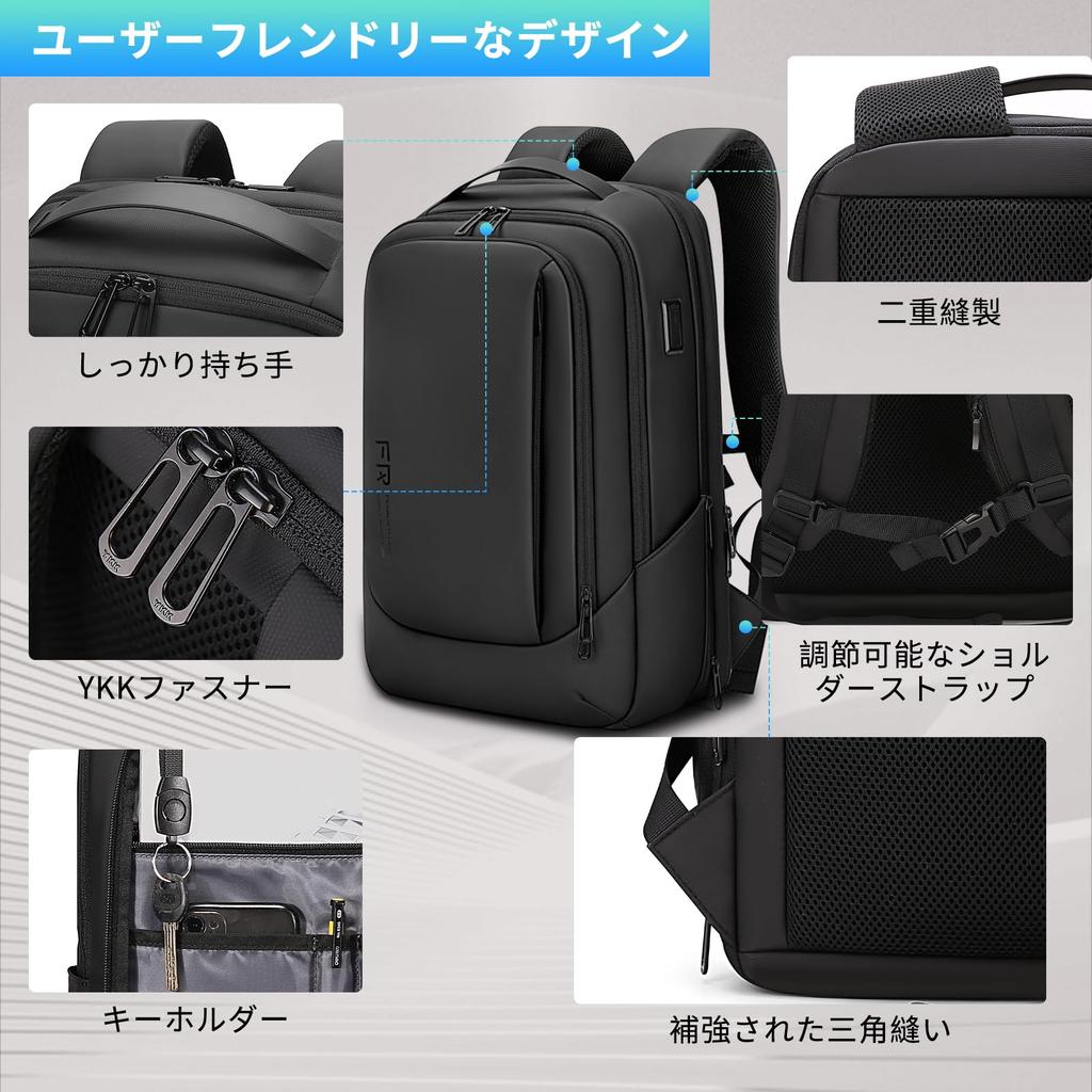 Деловой рюкзак на 2025 год Расширяемый Большой Дюймовый ПК USB Зарядка Ноутбук Для бизнеса Черный [FENRUIEN] Мужской, Последний, Многофункциональный, Складной,
