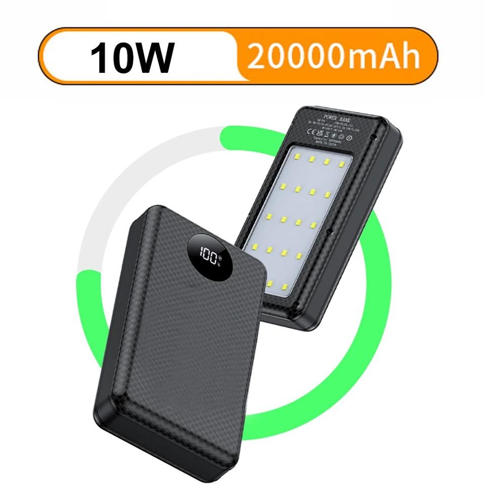 6*18650 внешний аккумуляторный бокс с двумя USB-портами типа C, зарядный чехол с фонарями для кемпинга, 20000 мАч, внешний аккумуляторный футляр для хранения и зарядки