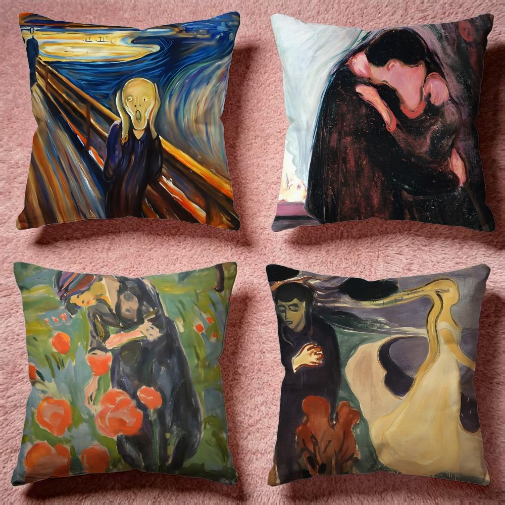 Trending EEdvard Munchied Cushion Cover Premium SkinFriendly Pillow Case MultiPurpose for Home Office Travel