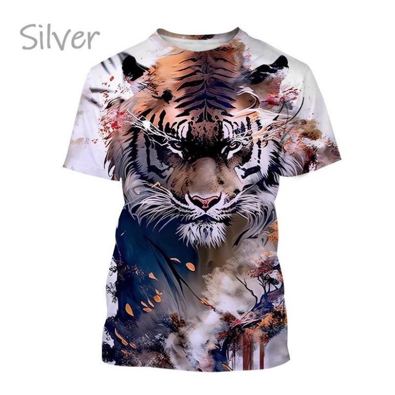 Мужская повседневная футболка с коротким рукавом с принтом White Tiger Series, мужская футболка
