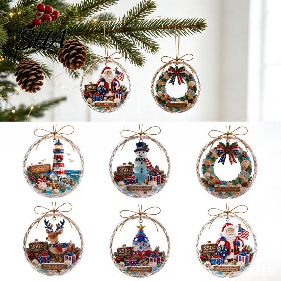 Christmas Gift Ideas Ocean Themed Ornaments, Lighthouse/Wreath/Santa Claus/Xmas Tree/Snowman/Deer Hanging Indoor Outdoor Seasonal Accents Decor,
