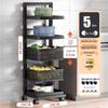 Multi-Layer Carbon Steel Kitchen Storage Rack with Baskets