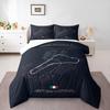 Monza Italy Circuit Map Bedding Set (1 Duvet Cover, 2 Pillowcases, Duvet Not Included), Minimalist Dark F1 Track Outline Art Print
