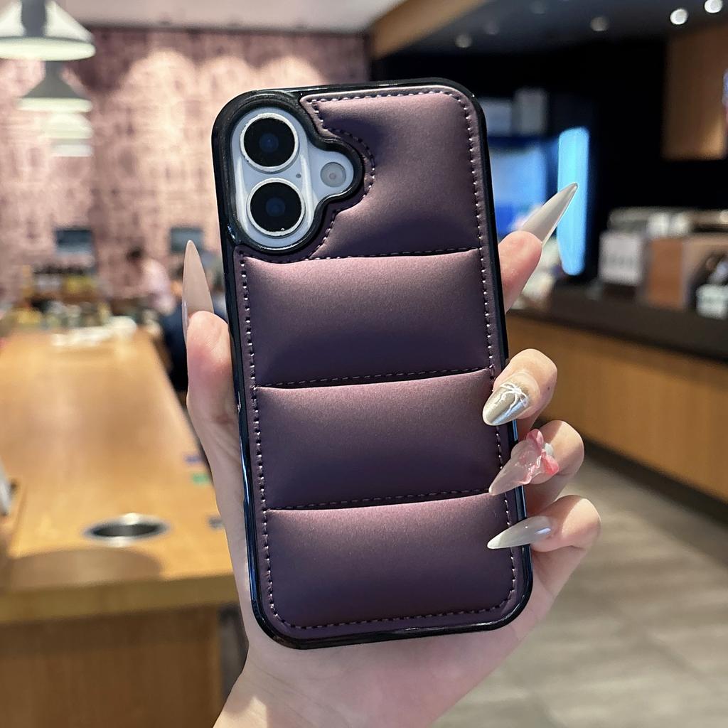 Зимняя пуховая куртка Чехол-бампер для телефона For iPhone 17 Air 16 15 14 Plus 13 11 12 Pro Max Мягкая ткань Ударопрочный бампер Fundas
