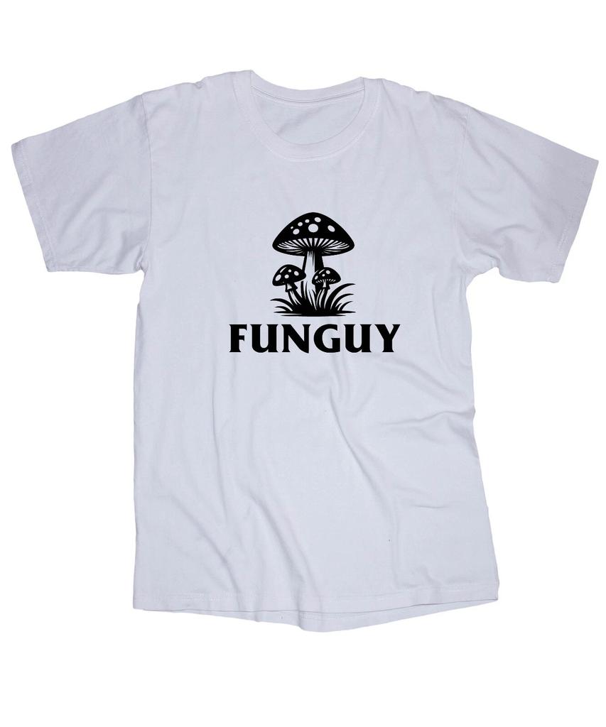 FUNGUY Mushrooms white T-shirt Funny shirt Humor Fun Joke Graphic Happy smile