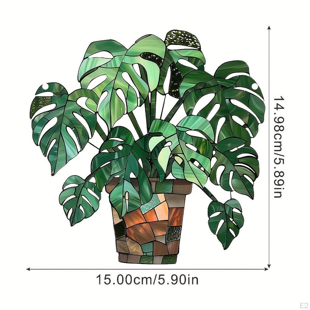 2D Flat Green Potted Plant Hanging Ornament Planter Pot Shaped Decoration Acrylic Porch Sign