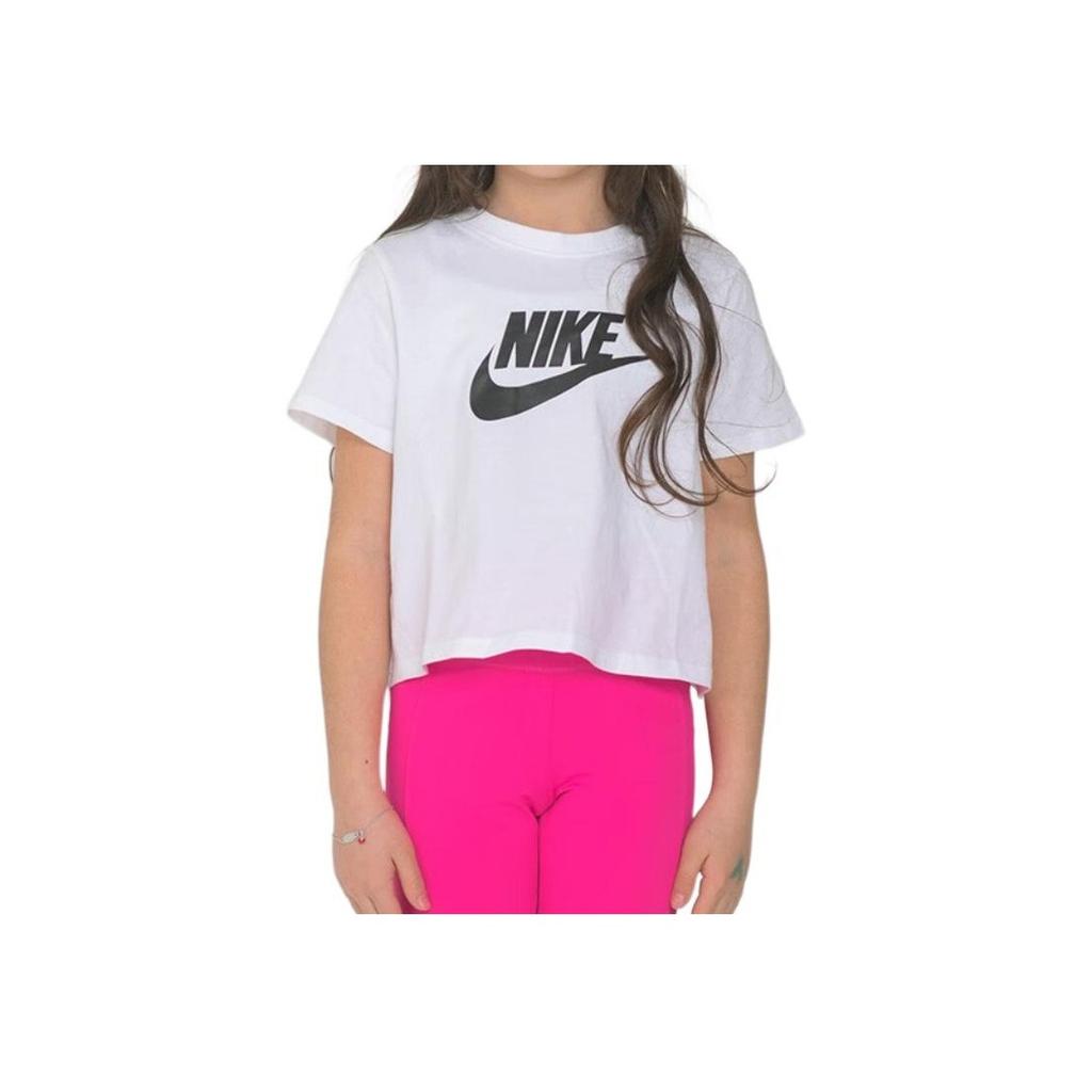 Nike Повседневная футболка с коротким рукавом и принтом логотипа для детей, белая DA6925-102