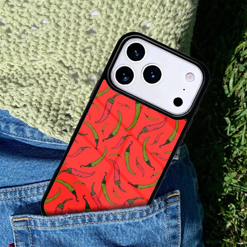 Чехол для телефона с узором из красного перца чили для iPhone 17 AIR 16 Pro Max 15 14 Pro 11 12 13 Ударопрочный силиконовый чехол