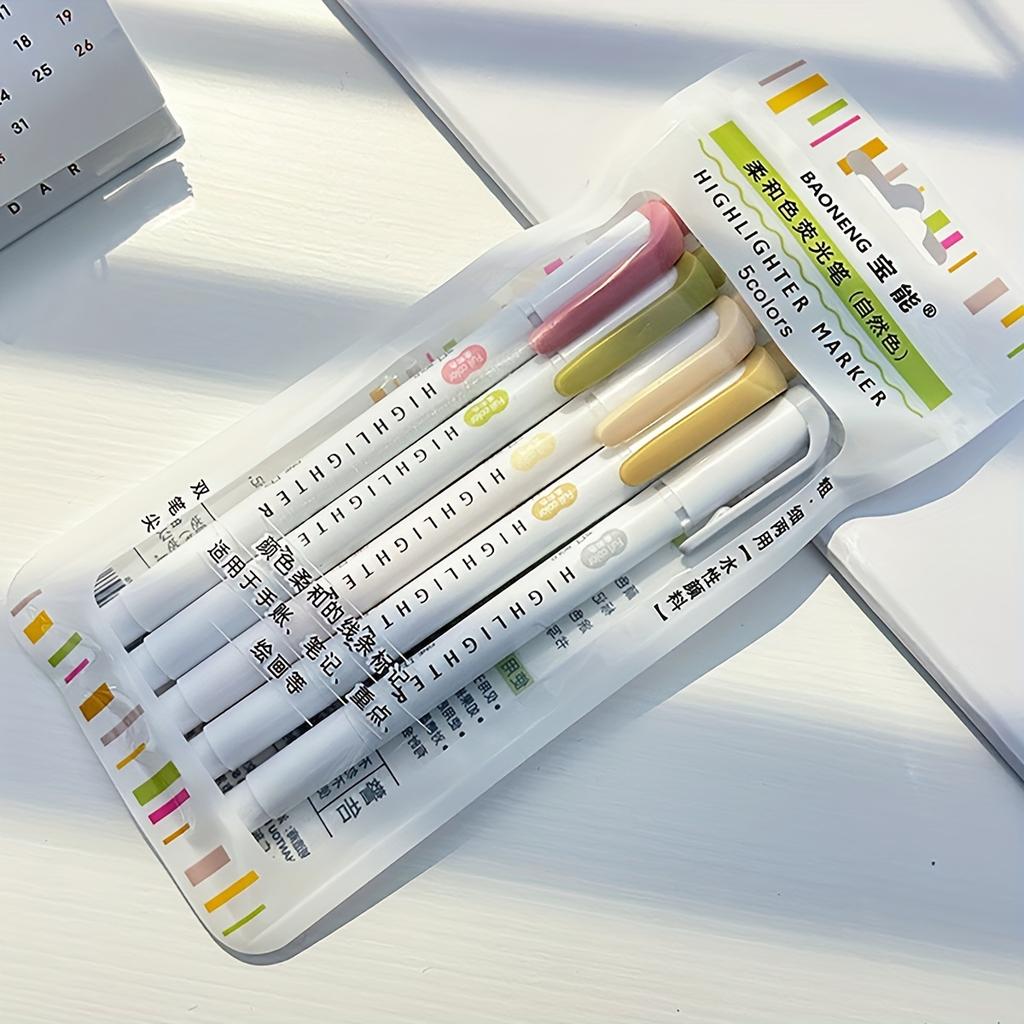 5 шт. Пастельные хайлайтеры Цвета Двусторонний флуоресцентный маркер-крючок Цветной маркер Милые маркеры для ведения журнала Японская канцелярия