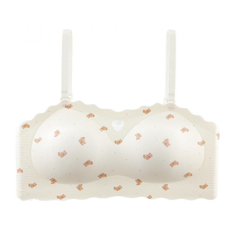 Traceless steel rim tube top underwear women's summer thin small breasts gather anti-sagging removable shoulder straps non-slip bra