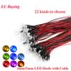 5pcs 3MM/5MM LED 20cm Diode Red Yellow Blue Green White Warm Pink Purple Orange RGB Slow Falsh Light Emitting Diodes With Cable