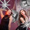 8-Pack 22inch Silver Disco Balloons, 4 Silver Disco Balloons, 4 Silver Exploding Stars, Foil Balloons, Suitable for Dance Parties, Birthday Pa