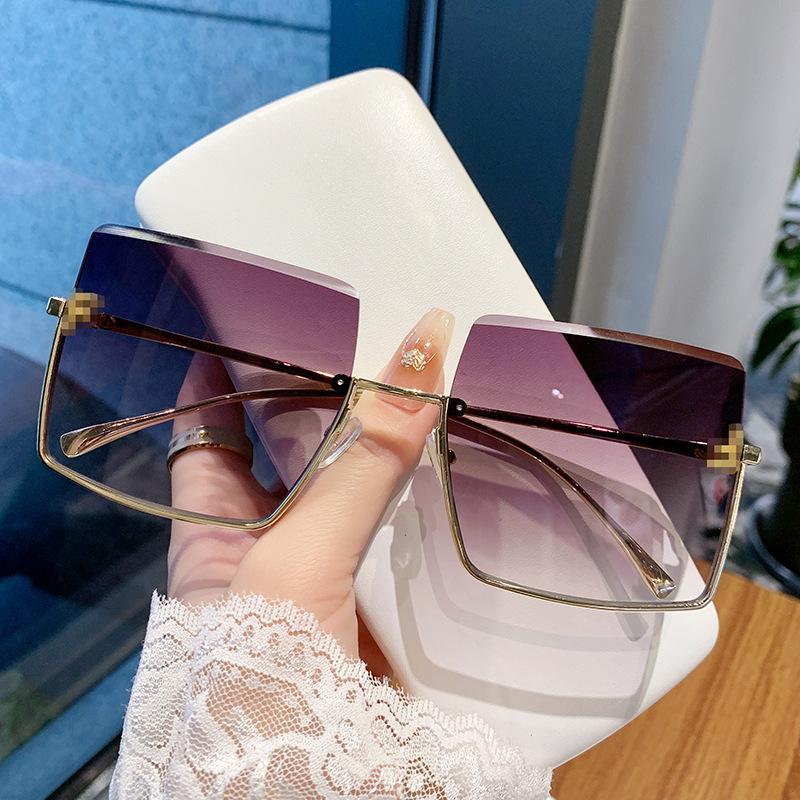 Солнцезащитные очки в металлической полуоправе, модные солнцезащитные очки, ретро-солнцезащитные очки с большой оправой, женские, буква F, главная