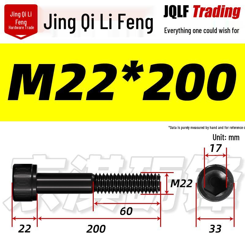 M20-M27 High Strength Blackened Hex Socket Head Cap Screw with Knurled Cylindrical Half Thread