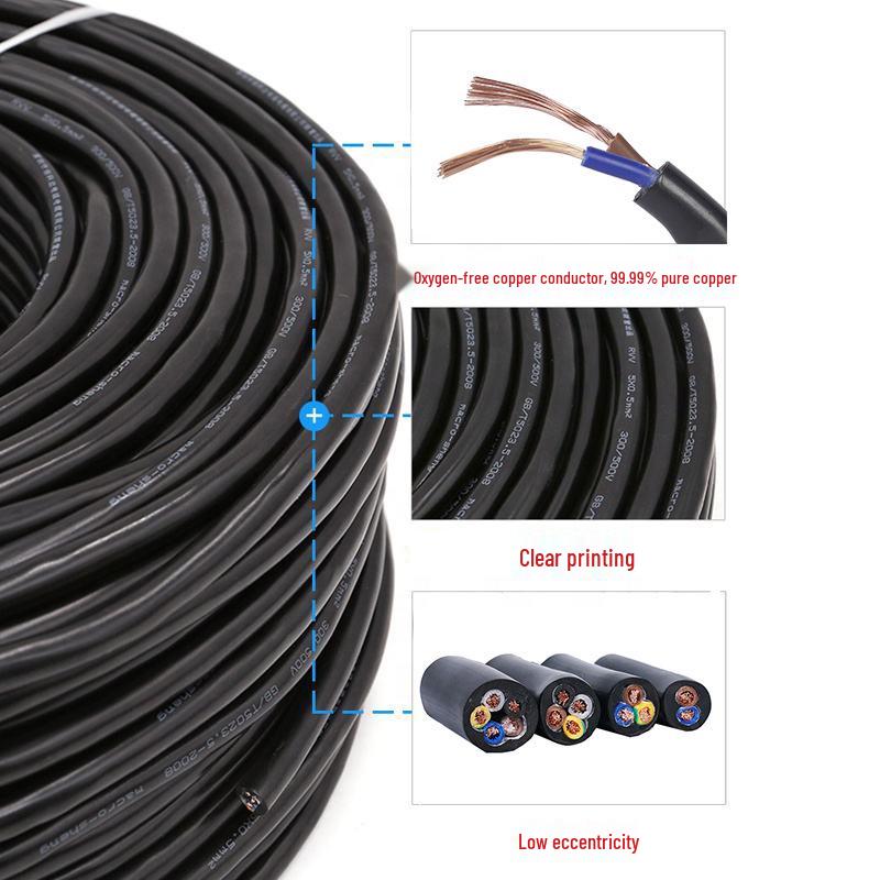 Yongyi Zhujiang RVV Sheath Cable: 2, 3, 4, 5-core, 1 to 6 sq mm, Copper Core Wire