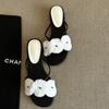 Sexy Open Toe Chunky Heel One-Strap Women Slippers Orchid Flowers Decor Square Toe Sandals Ladies Summer Beach Shoes