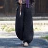 Johnature Женские винтажные панталоны Зимние брюки с эластичной талией Однотонные брюки Теплые свободные брюки