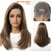 HAIRCUBE 13x6 Парик с кружевной передней частью для женщин Светло-русый Коричневый Слоистый До плеч Прямой Кружевной парик Естественная линия роста волос для ежедневного использования Вечеринки