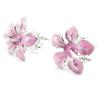 Les Trésors De Lily [I3705] - Silver Pink 'Hibiscus' Earrings (rhodium-plated) - 10x9 Mm