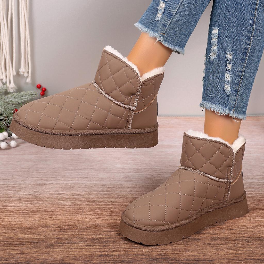 Модные женские зимние ботинки, теплые, плюшевые, без застежек, однотонные, с круглым носком, модные женские ботильоны, женская зимняя удобная обувь, размер 36-41