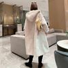 2024 осень-зима новое женское пальто из искусственного меха длиной до колена из овечьей шерсти повседневное пальто с капюшоном из овечьей шерсти