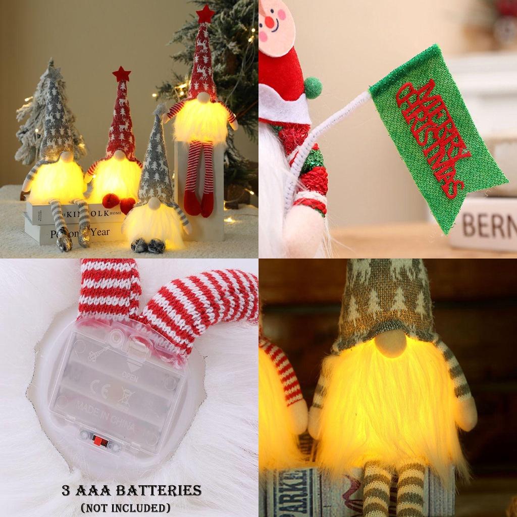 Incredibly Soft Christmas Gnomes With Led Lights Plush Dolls Xmas Ornament