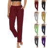 Women's High-waisted Solid Color Drawstring Lace-up Casual Pants Stretch Slim Long Comfortable Pocket Pants