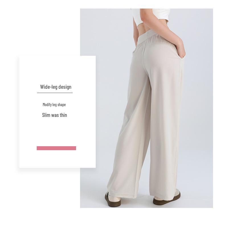 Women's High Waist Wide Leg Summer Yoga Pants with Sun Protection and Pockets