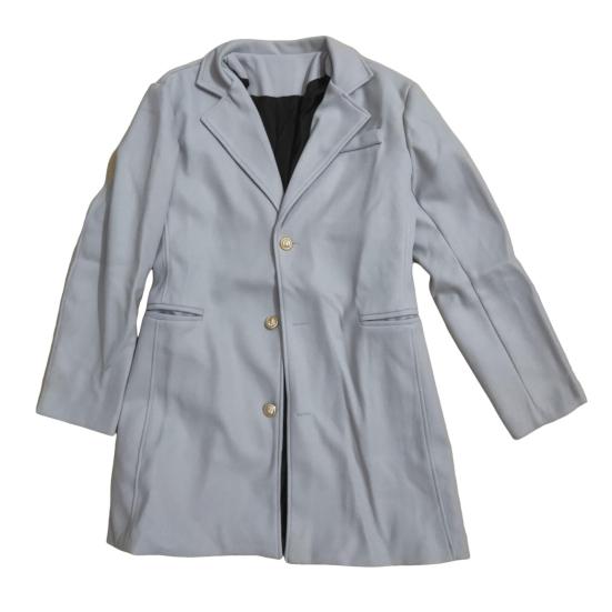 Men Woolen Coat Lapel Long Sleeve Mid-length Overcoat Solid Color Single Breasted Long Outwear with Side Pockets