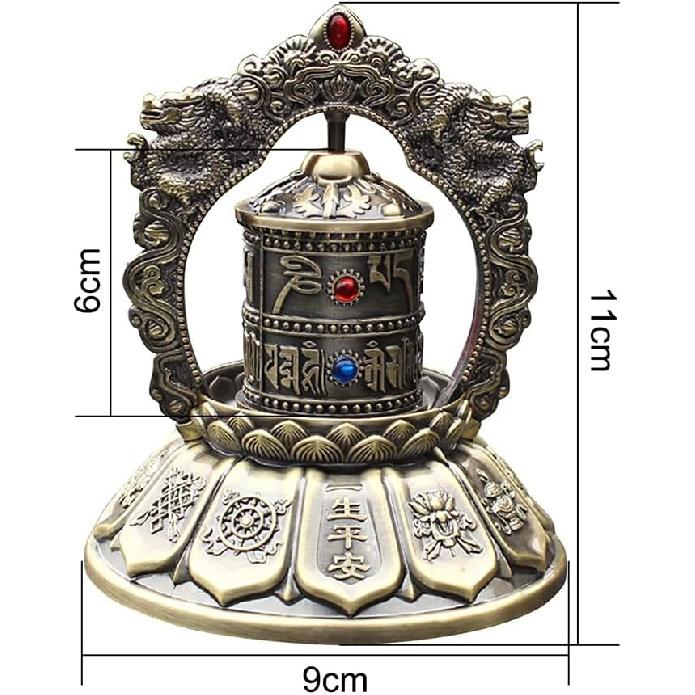 Буддийское солнечное вращающееся молитвенное колесо, Бесшумное тибетское молитвенное колесо - Ом Мани Падме Хум, Настольные украшения, орнаменты для