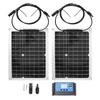 2pcs Solar Panel Kit 50W Monocrystalline Silicon Solar Charge Panel with 10A Controller for Car