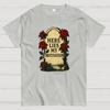 Funny Dark Humor Here Lies my Motivation Grave Cotton Summer Casual Cool Loose T-Shirt