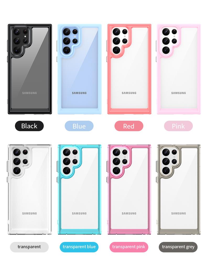 Прозрачный жесткий чехол из поликарбоната для Samsung Galaxy S23 S22 Ultra, защитный чехол для объектива камеры, мягкий бампер из ТПУ, прозрачный чехол для Galaxy A53 A23