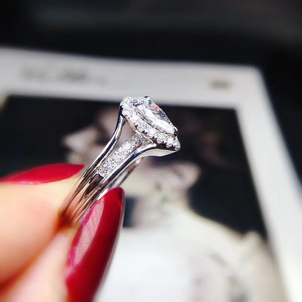 Новые Элегантные Свадебные Обручальные Кольца Креативная Форма Капли Воды Белый Цирконий Камень Высокого Качества Посеребренные Ювелирные Изделия