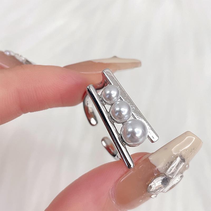 Неправильное простое кольцо, полностью усыпанное бриллиантами, кольцо с цирконом, женский нишевый дизайнерский смысл, жемчужная простая личность, кольцо на указательный палец, открытое кольцо.