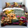 Good Morning Puppy and Kitten Bedding Set Bedding set (1 duvet cover, 2 pillowcases, duvet not included)