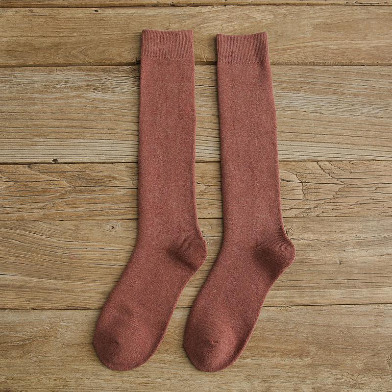 Women's Solid Color Thick Winter Knee-High Cotton Socks