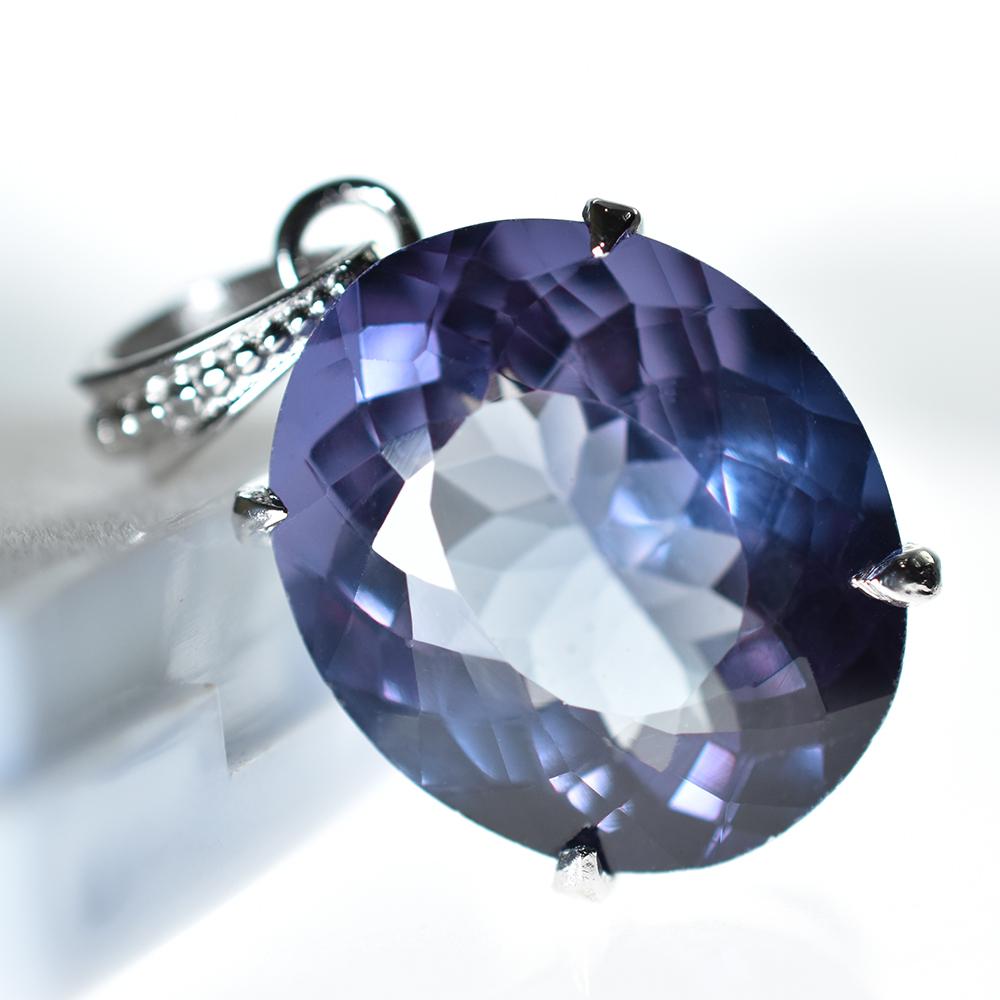Natural Color Change Alex 32.70 Ct CERTIFIED 925 Sterling Silver Oval Pendant MY.PDS-334-NS