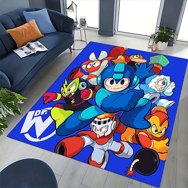 1pc Mega Man Anime Cartoon Design Office Chair Mat Non-Slip Carpet for Home Decor, Living Room, Bedroom, Game Room - Perfect Gift for Fans!Y095