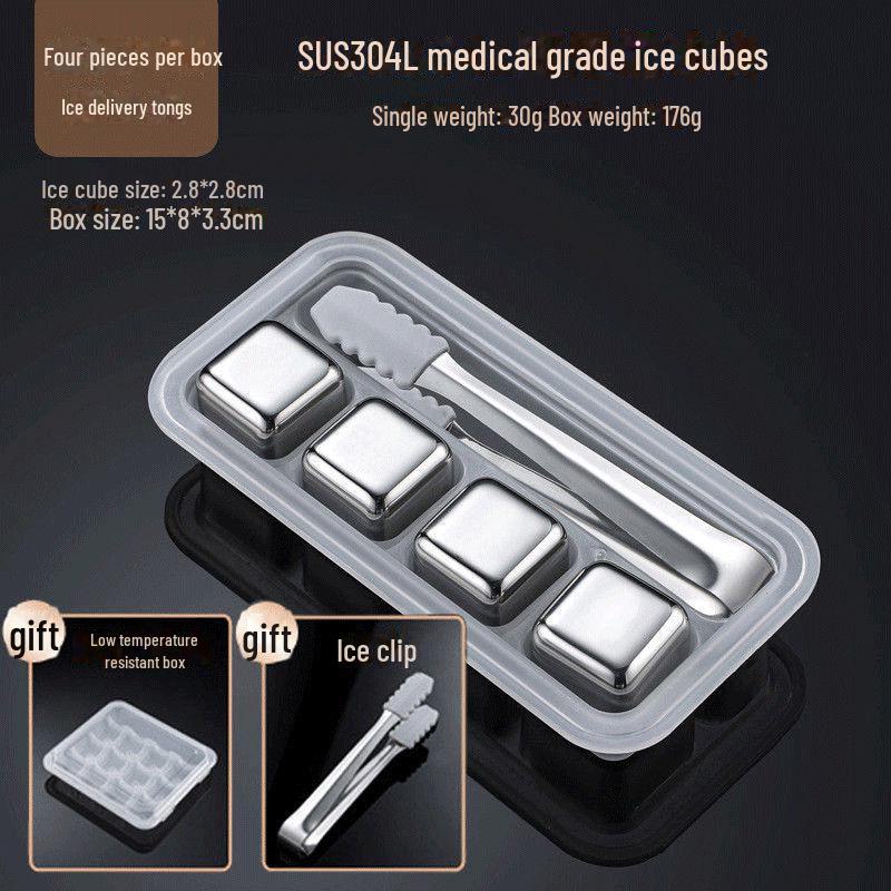 «Многоразовые кубики льда из нержавеющей стали 304 для быстрой заморозки виски и пива»