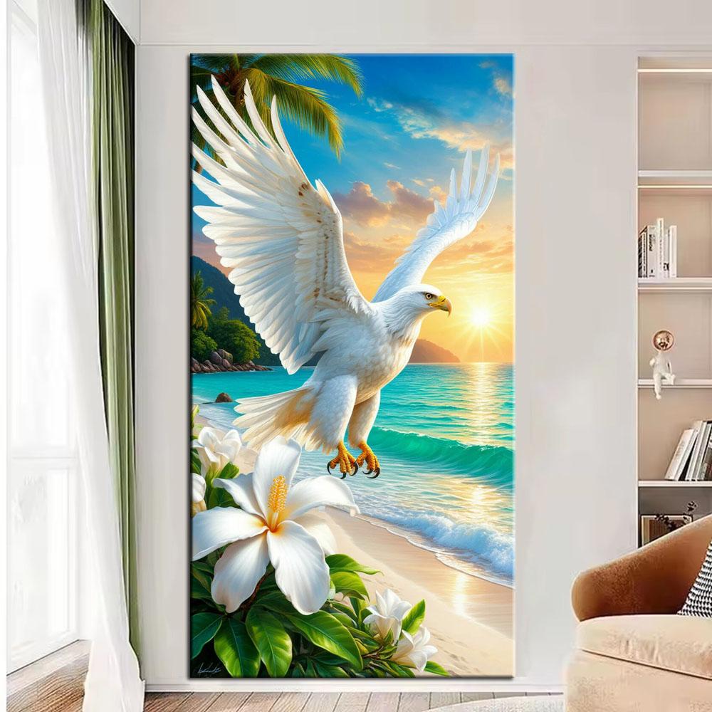 Большой размер Мозаика Сделай сам Полные наборы для рисования бриллиантами Искусство Красивый орел и цветы Вышивка Крестиком Стразы