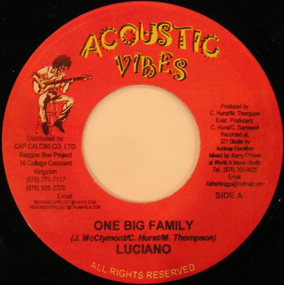 7-дюймовая пластинка LUCIANO - One Big Family NONE Acoustic Vibes 2004 Ямайка Регги, Ска и Даб Б/У